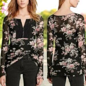 Y2K Denim & Supply Ralph Lauren Sheer Long Sleeve Fairygoth Dark‎ Romantic S